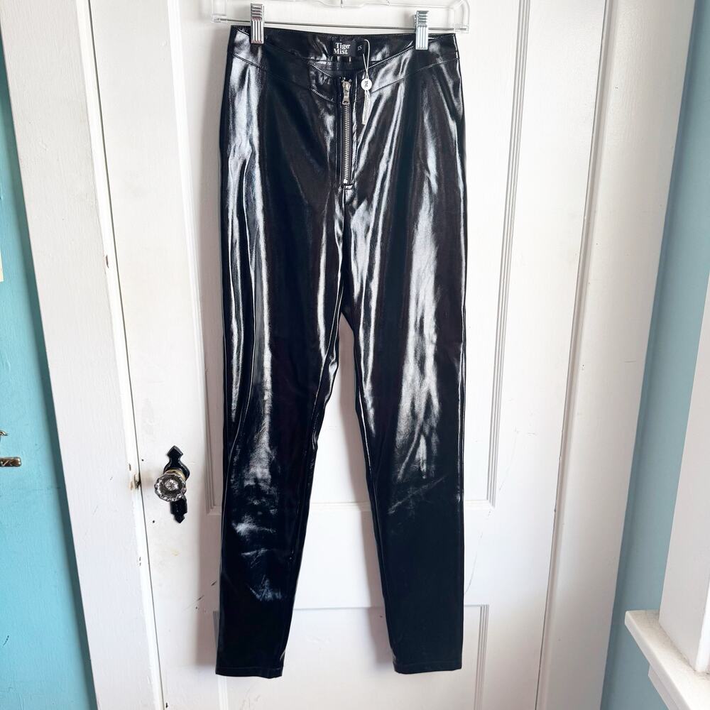Tiger Mist Faux Patent Leather Pants NWOT Going Out Statement Size XS Black